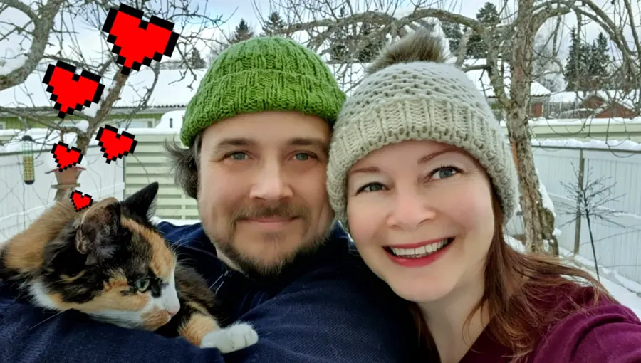 Tommi, Laura ja Myssy talvella